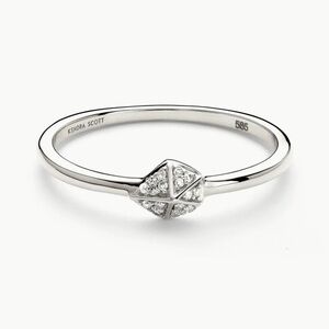 Kendra Scott Fazia 14k White Gold Ring with White Diamonds size 7